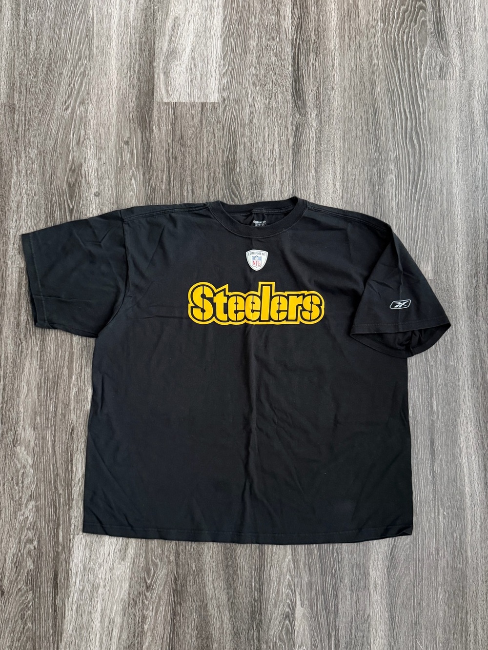 Reebok Black Pittsburgh Steelers Yellow Logo Tee